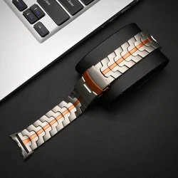 Luxury Stainless Steel Watch Strap - Premium Metal Band for Pixel 3 45mm (Titanium orange)