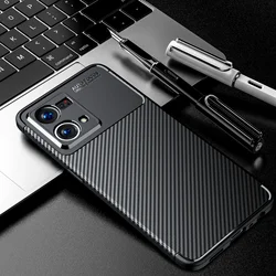 Luxury Carbon Fiber Texture Shockproof Soft TPU Bumper Case - Protective Back Cover for Reno 7 4G Global (Black)