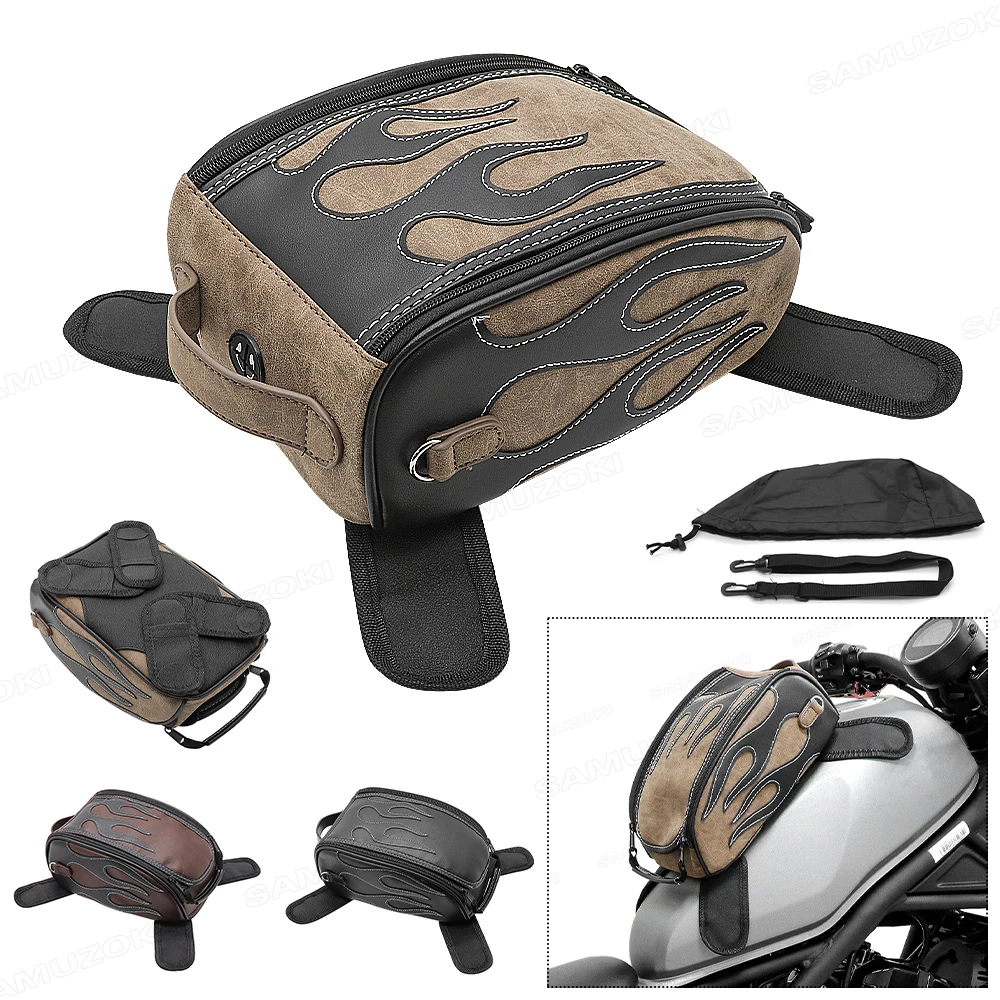 Motorcycle PU Leather Waterproof Oil Fuel Tank Magnetic Travel Bag for Honda CM500 Yamaha Suzuki Harley Sportster BM
