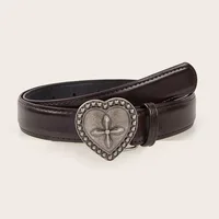 Gothic Fashion Vintage Peach Heart Cross Belt for Women  Y2k Belt Diesel Belt for Lady Luxury Designer Jeans Dress Accessories - Image 2