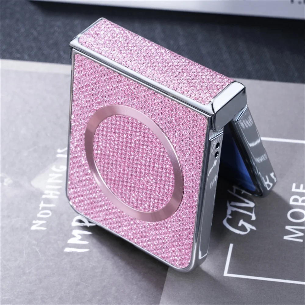 Luxury Glitter Magnetic Case with Wireless Charging Hinge Protection