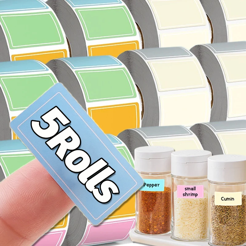 Self-adhesive Label Stickers Colored Writable Kitchen Spice Sticker DIY Classification Storage Waterproof Label for Home Office