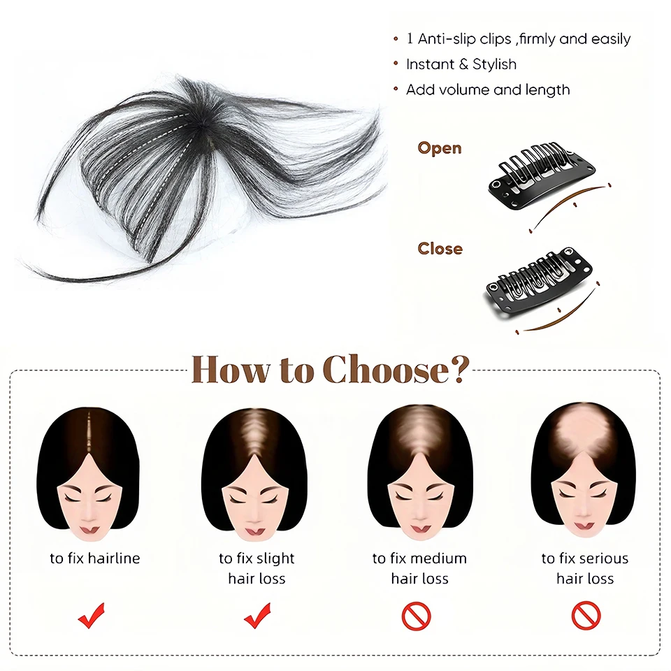 Synthetic Brown Clip In Hair Bangs For Women