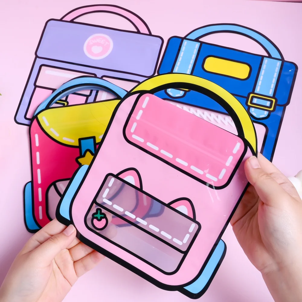 iYOE 10pcs 18*21cm Plastic Dopamine Handheld Self-Sealing Bags Hand-Painted Gift Packaging for Holidays Birthdays Playful Design