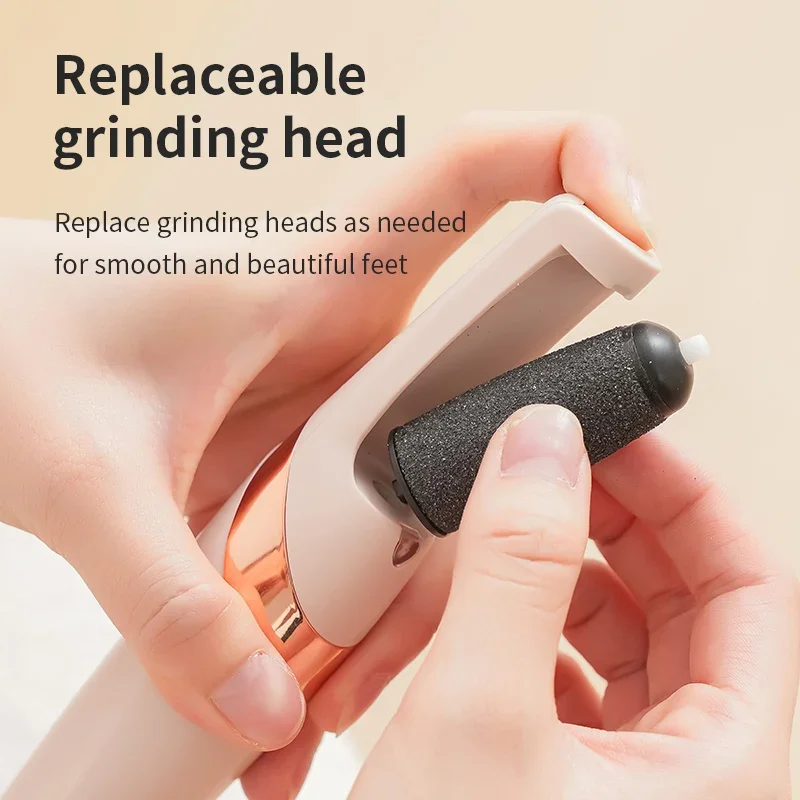 USB Rechargeable Electric Foot Scrubber With 2 Grinding Heads Dead Skin Remover Portable Pedicure Tool For Smooth Feet Care