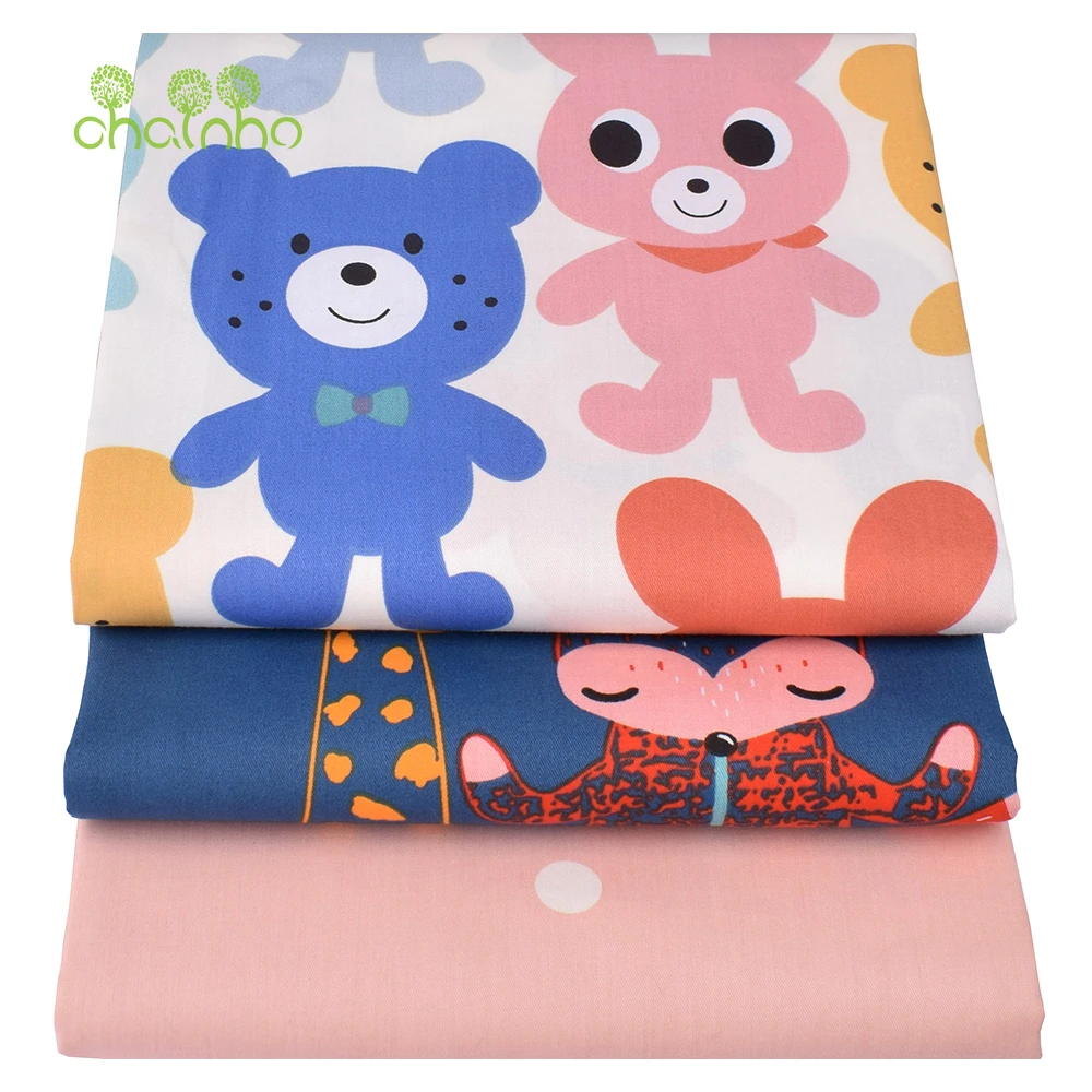 Chainho,Printed Twill Weave Cotton Fabric,DIY Sewing Quilting Material,Patchwork Cloth,Cartoon Series,2 Specification,15C325