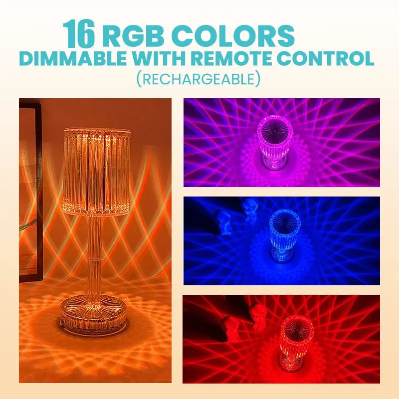 Crystal Table Lamp Touch Remote Control Night Lamp Rechargeable Bedside Night Lights Acrylic Home Decor Lighti Decoration