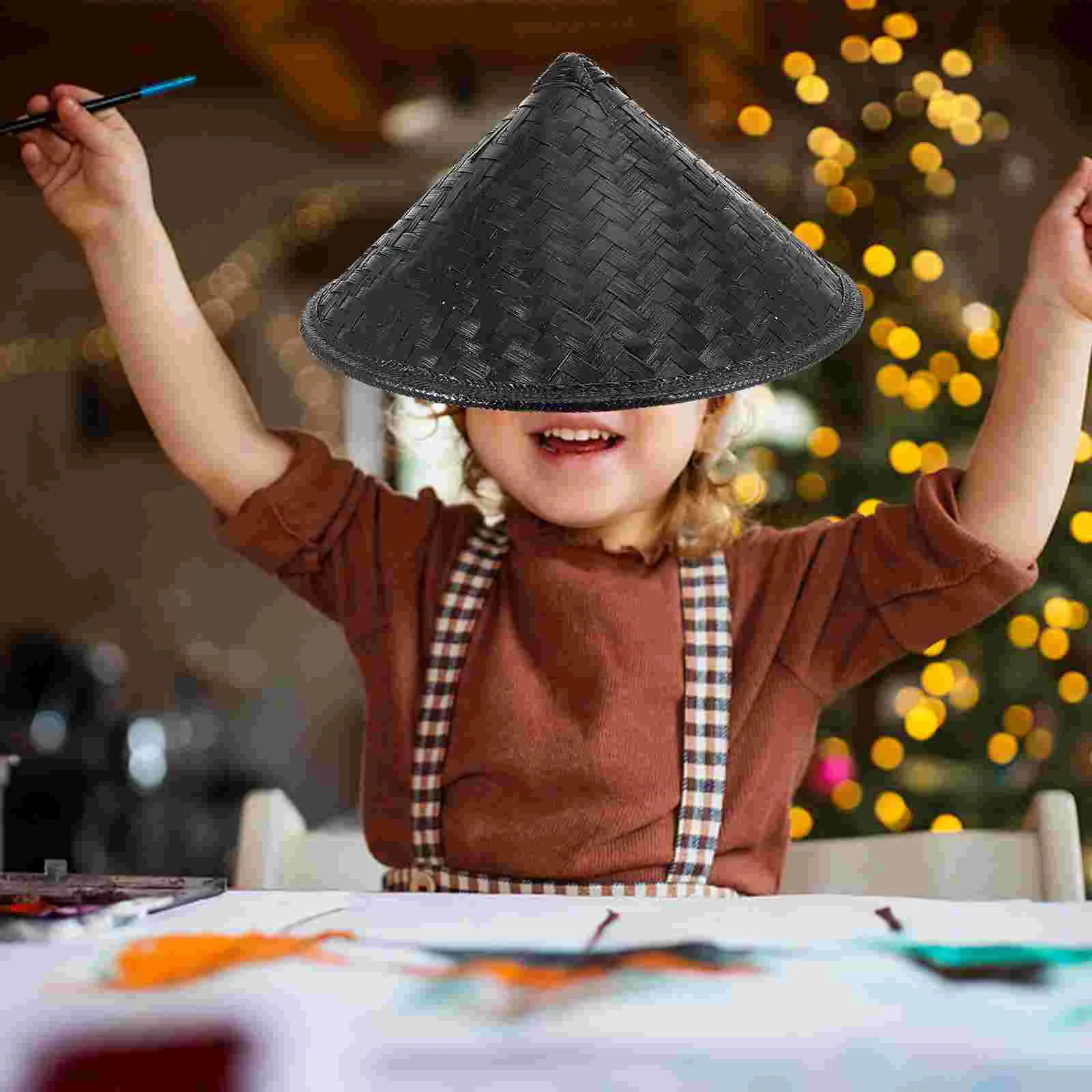 Cappelli Di Bambù Asiatici 4 Pezzi - Cappello Conico Per Bambini, Giapponese/Cinese - Foto 2