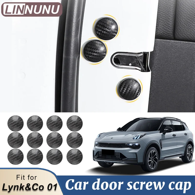 

LINNUNU Car Door Lock Screw Protector Cover Screw cap Decoration sticker Anti Rust fit for Lynk&Co 01 Lingke Auto Accessories