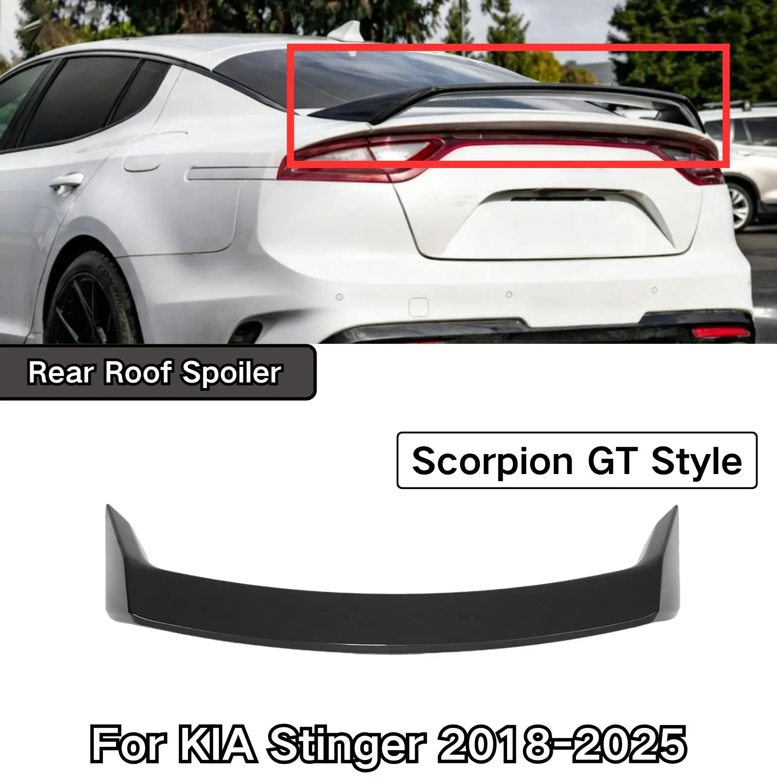 Spoiler Posteriore per KIA Stinger 2018-2025 Stile Scorpion GT Nero Lucido Accessori Auto Kit Carrozzeria in Plastica Fibra di Carbonio Verniciata