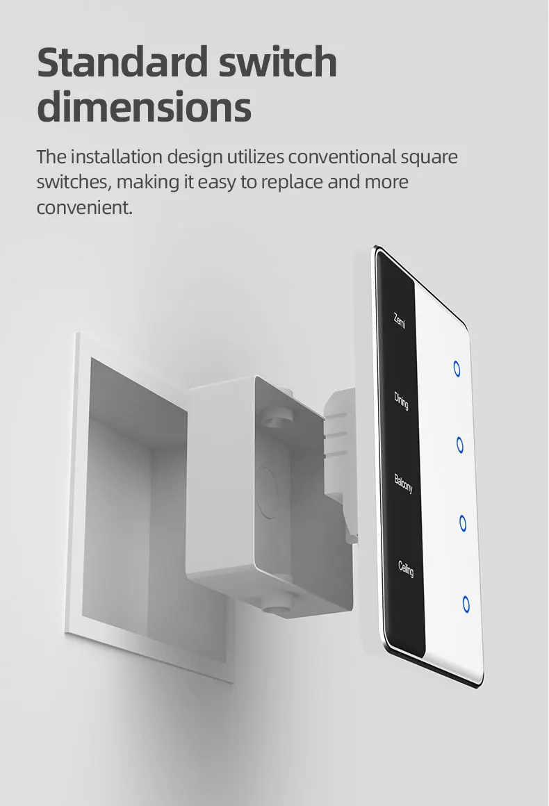 Zigbee DIY Name Switch with Display Screen Touch Panel US Light Switch Works wit
