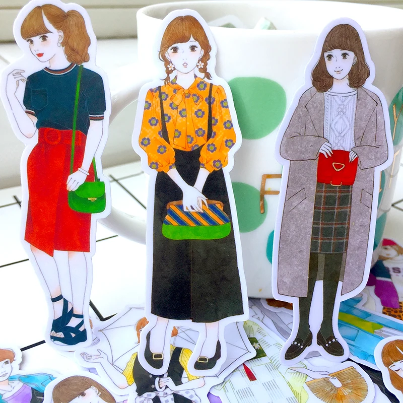 17PCS Fashion girl Stickers Crafts And Scrapbooking stickers kids toys book Decorative sticker DIY Stationery