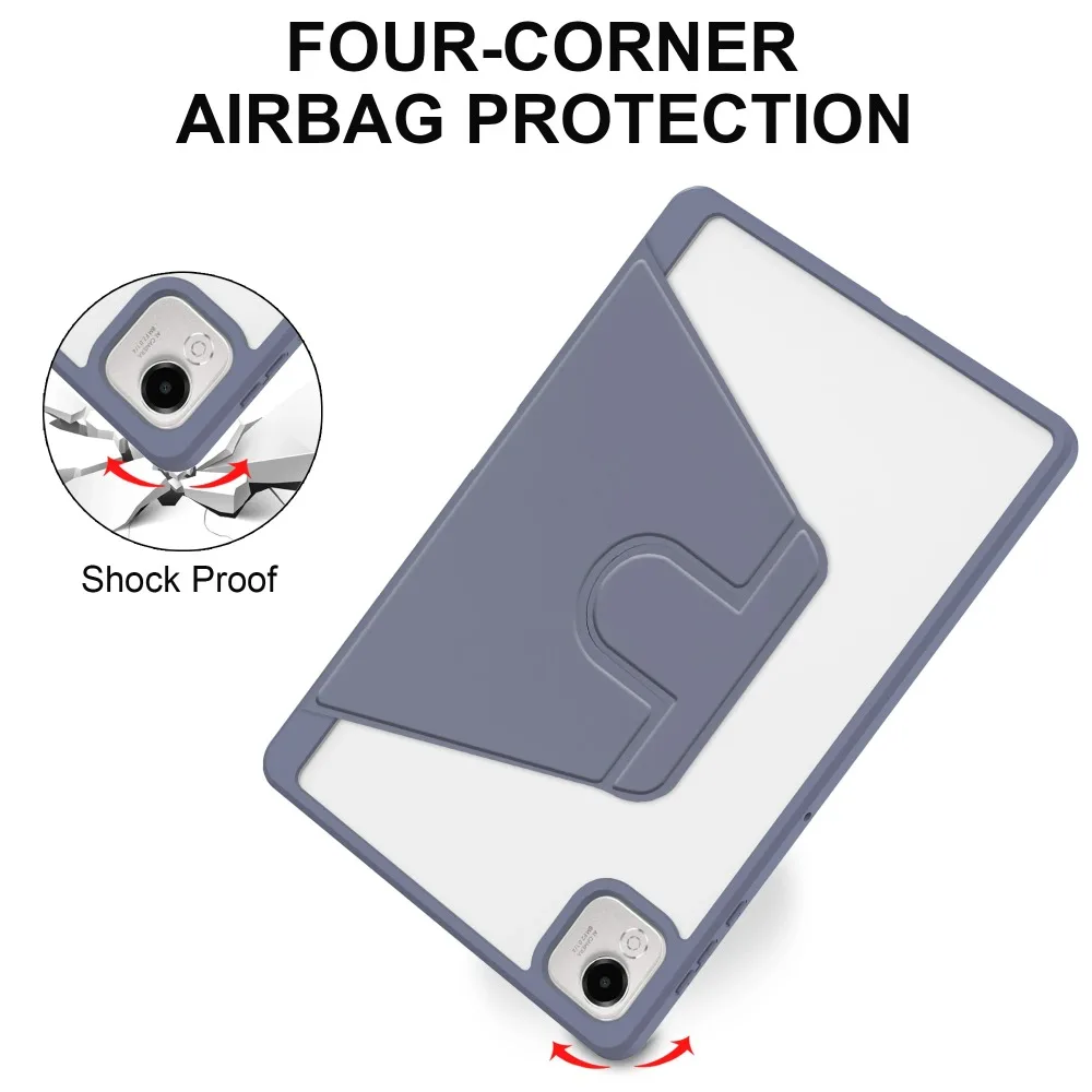 Premium 11.5 Acrylic Back Tablet Case with 360° Rotating Stand and Pencil Holder
