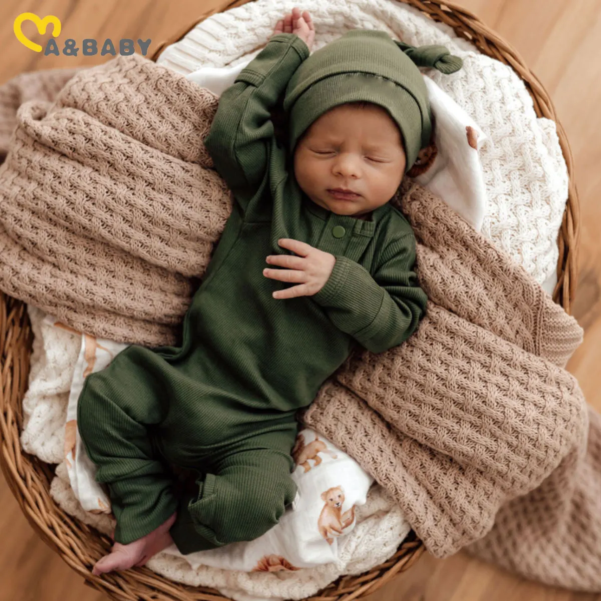 0-18M Infant Newborn Baby Jumpsuit Knit Boy Girl Romper + Hat Autumn Spring Toddler Baby Clothing Outfits baby rompers,baby jumpsuit,cotton jumpsuit,baby clothing