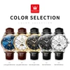 OLEVS Top brand Luxury Moon Phase Automatic Mechanical Watch for Men Date Week Leather Strap Waterproof Man's Watches Luminous 6
