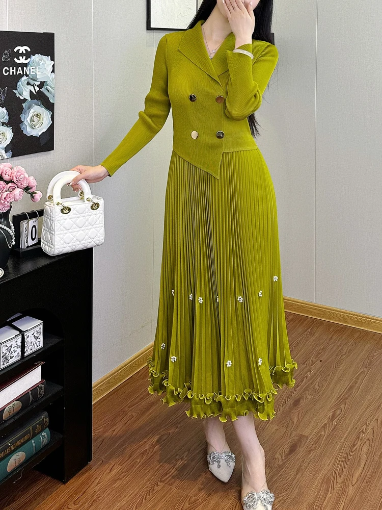 EGRM Miyake Pleated Long Dress Autumn Hot Sale Women's - Main Image