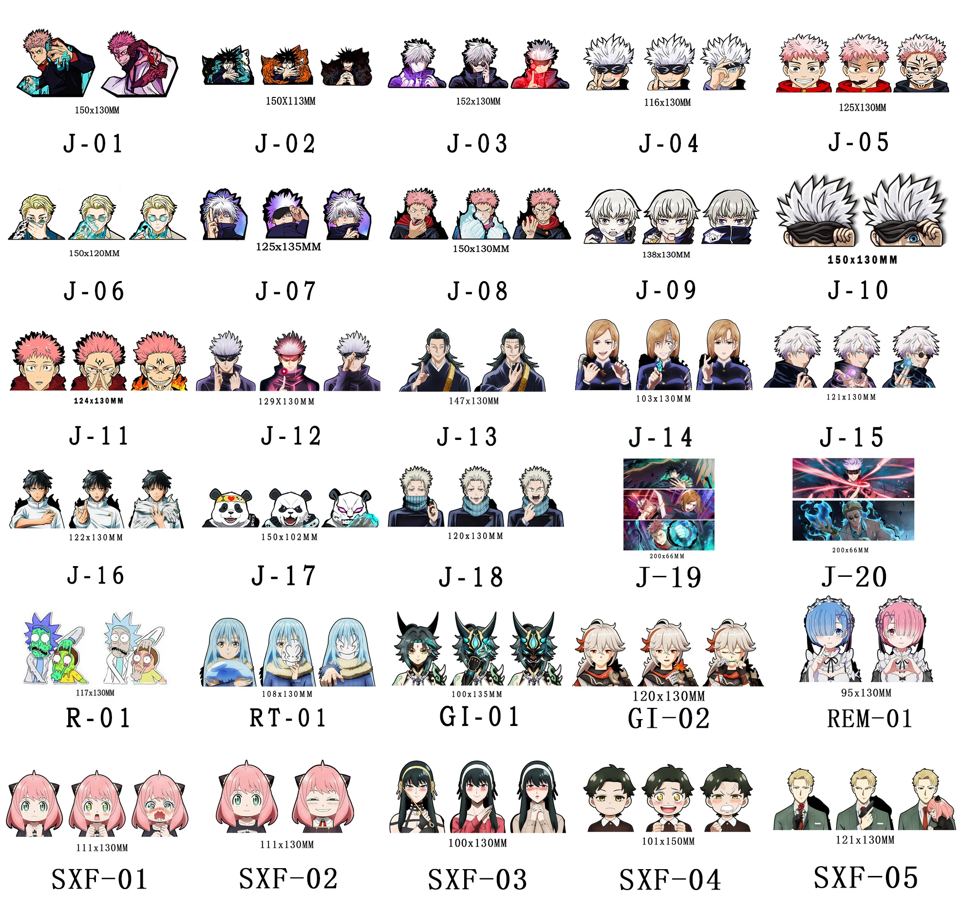 Mix Whloesale Anime Motion Sticker Waterproof Decals