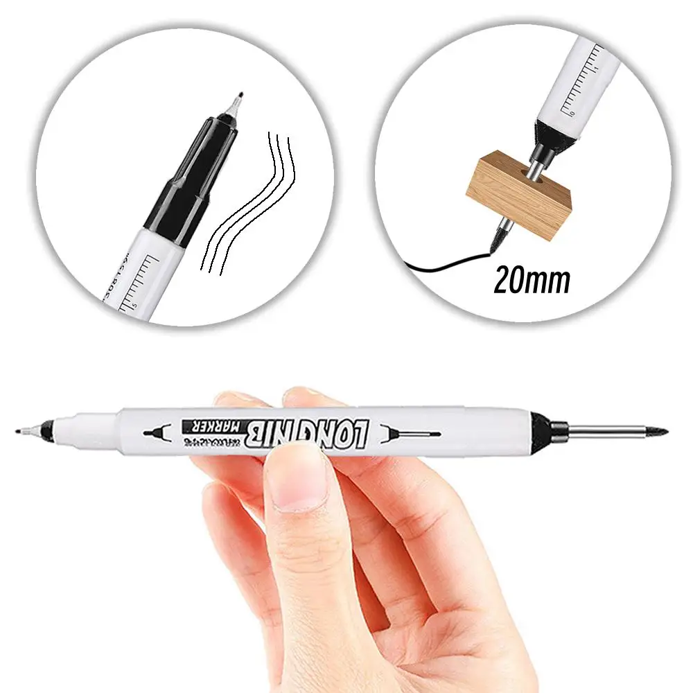 10pcs 20mm Double-Tip Deep Hole Long Head Nib Markers Graffiti Marker Metal Pen Waterproof Woodworking Decoration Multi-Purpose