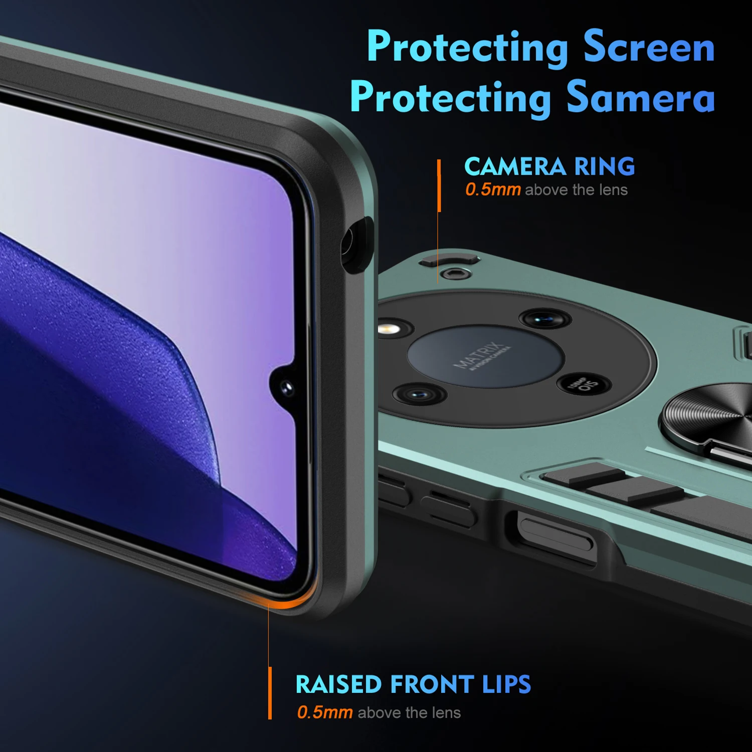 Rugged Shockproof Case with Ring Stand Holder and Protective Cover