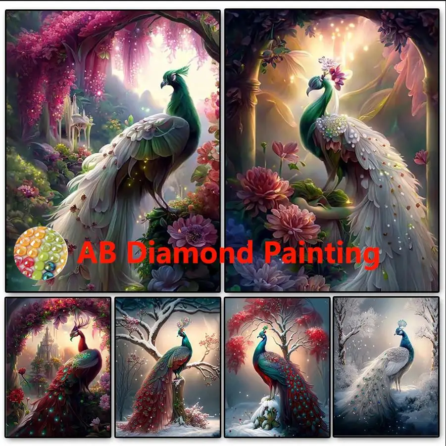 

Алмазная живопись с павлинами, Набор для вышивки крестиком 5d, 2023