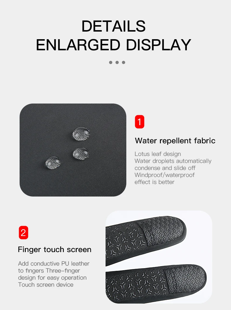 Touchscreen-warme Handschuhe, Outdoor, Radfahren, Fahren, Motorrad, wasserdicht, kalte Handschuhe, winddicht, rutschfest, für Damen und Herren, Winter-Skihandschuh – Detail 11