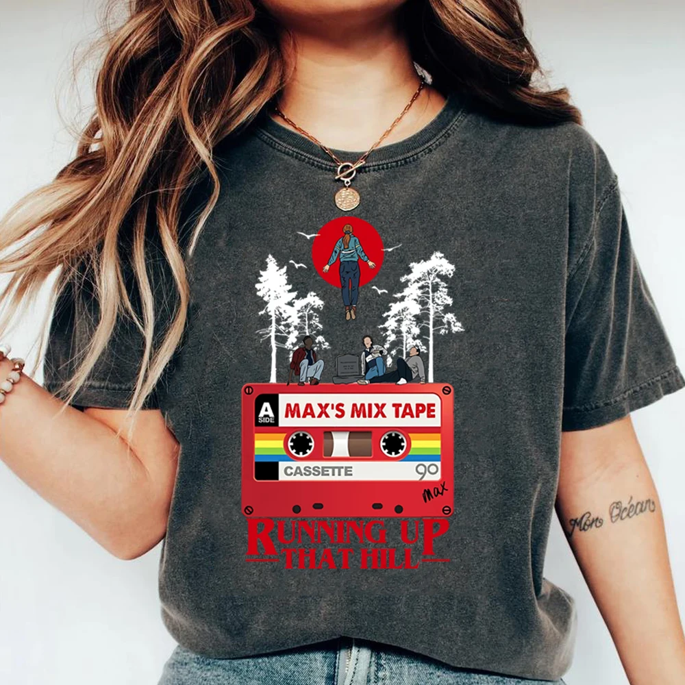 2025 Max Lieblingslied Run Up That Hill T-Shirt Will Byers Eleven Shirts The Upside Down Tees Trendige TV-Show inspirierte Tops Geschenk