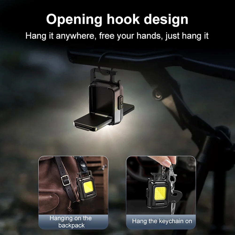 Mini Multifunctional LED Flashlight Keychain Light Double COB Lights USB Rechargeable with 90&deg; Foldable Emergency Portable Light portable flashlight keychain work light portable torch