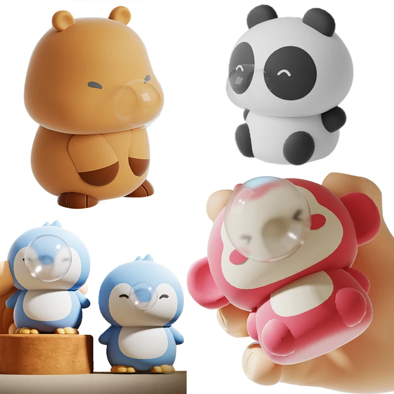 Cute Capybara Animal Spitting Bubbles Squish Squeeze Toy Anxiety Stress Relief Sensory Antistress Toys For Adults Kids Toys Gift