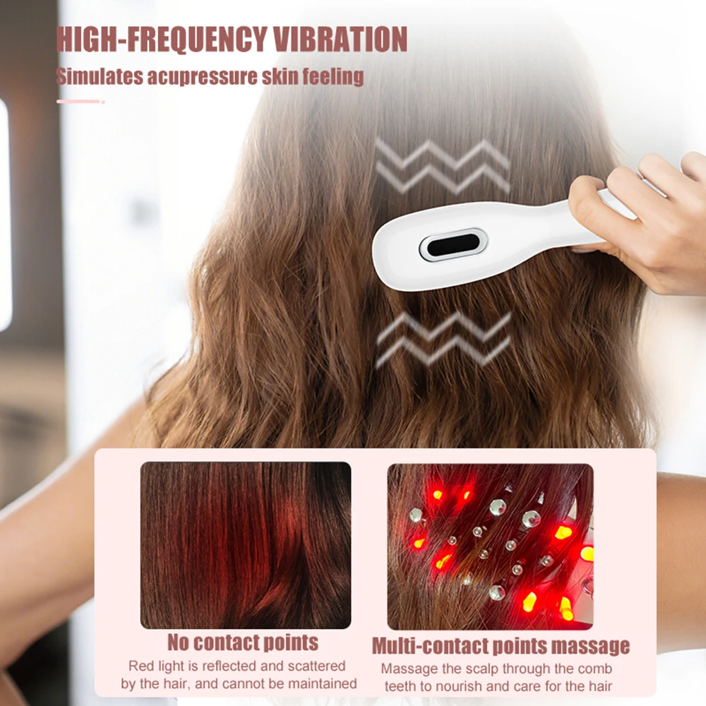 EMS Head Massage Brush Vibration Main brush Red Blue Purple LED Scalp Care Oil Applicator Hair Comb Health Care