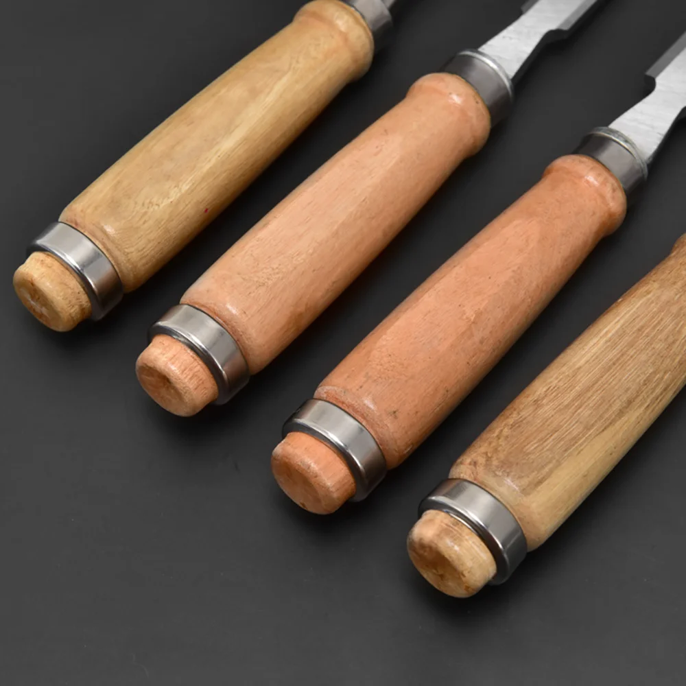 Professionelles 4-teiliges Holzschnitzmeißel-Set - 6/12/18/24mm Chrom-Vanadium-Stahl mit Ergonomischen Buchenholzgriffen im Papierkoffer – Detail 6