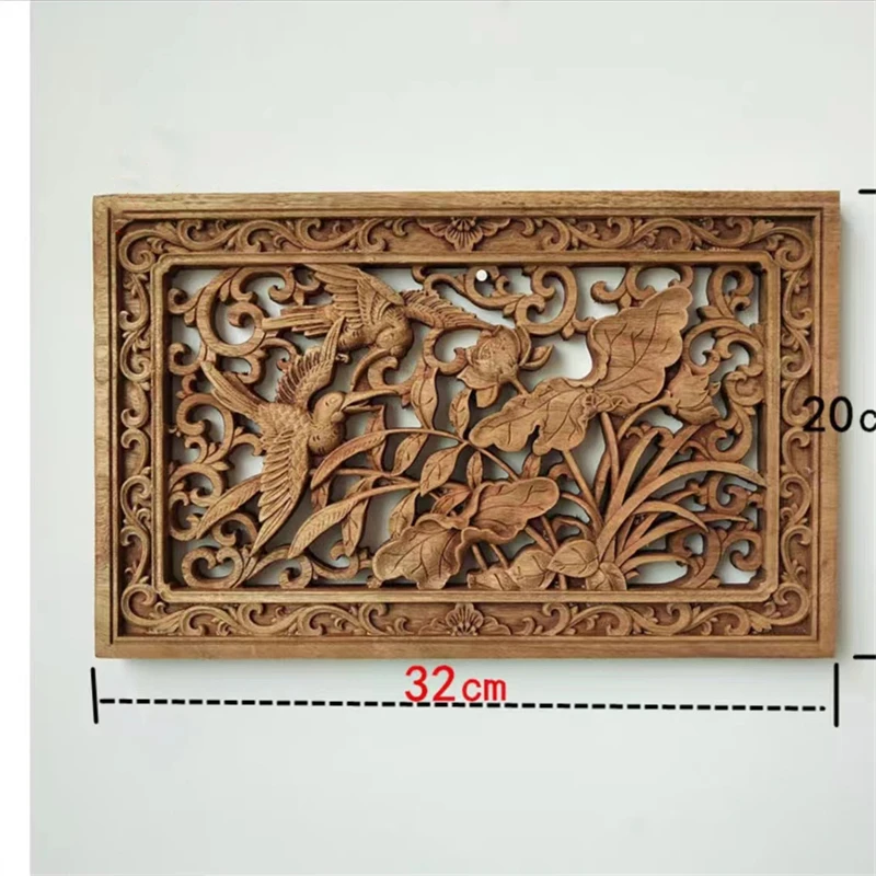 Auspicious Wood Carving Pendants, Chinese Retro Fu Character, Camphor Wood Crafts, Hollowed-out Decorations, Exquisite 4