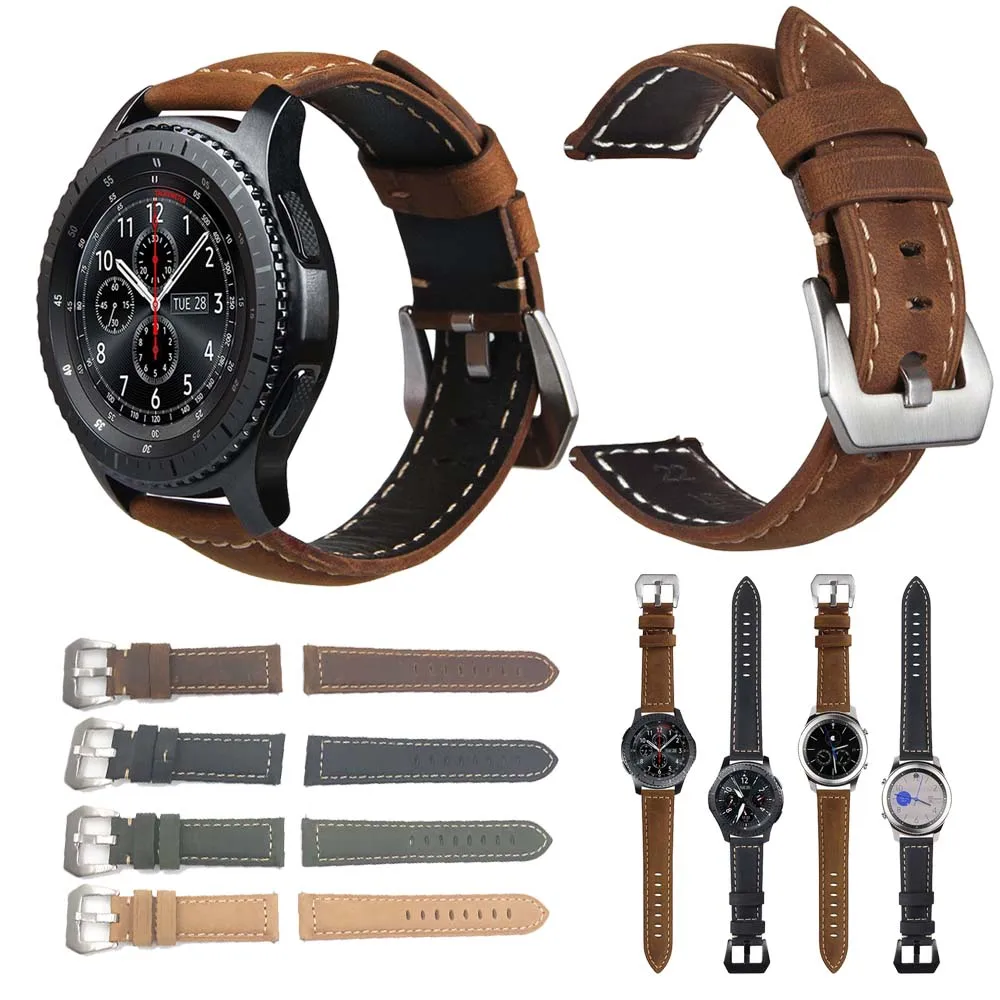 

Ремешок кожаный для Samsung Gear S3 Frontier/Classic, люксовый спортивный сменный Браслет для наручных часов 46 мм, 22 мм