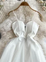 Foamlina white Princess Dress Women's Spring Autumn 2025 New Waist Tight Backless Black Mesh Splicing Tube Top Tutu Dress - Image 3