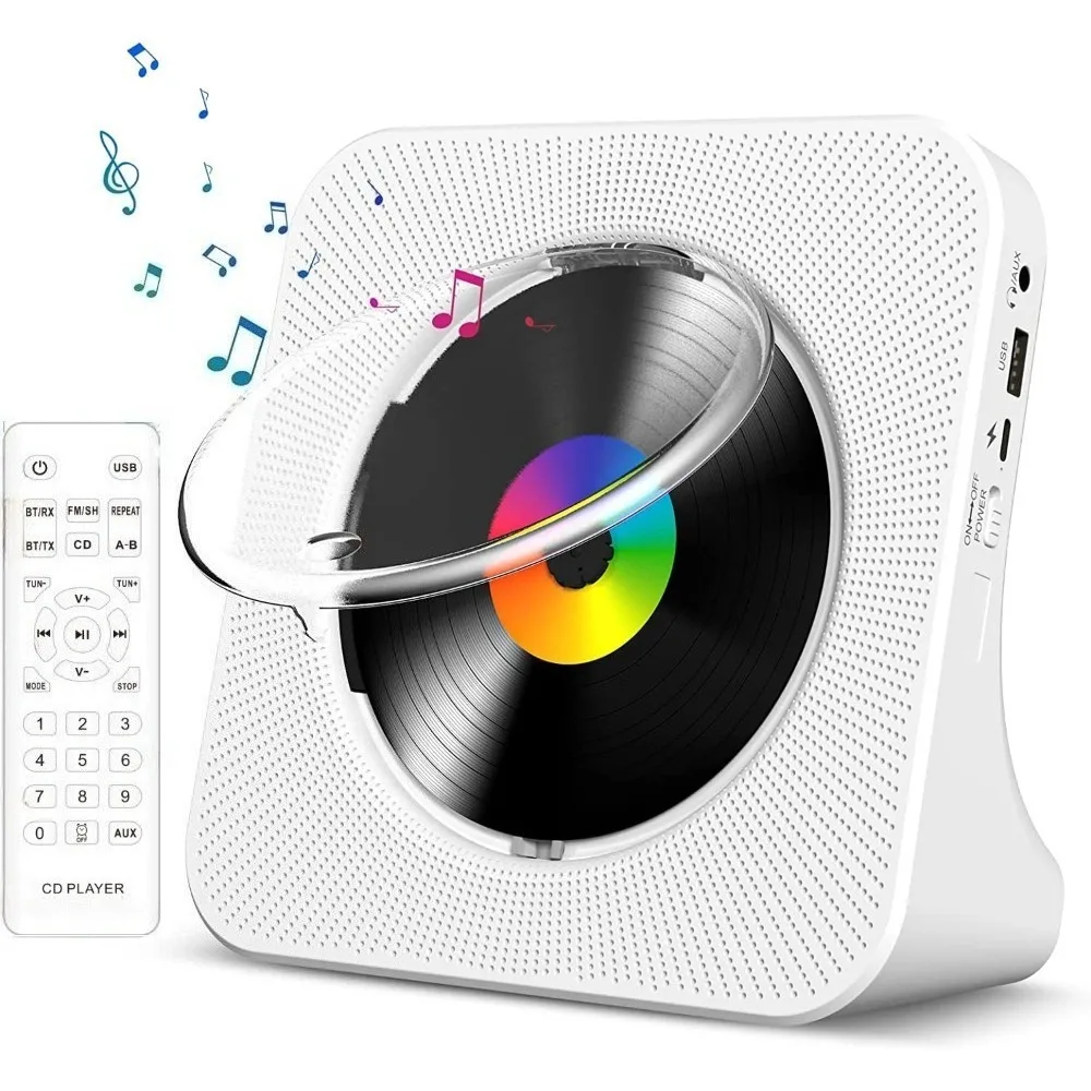 Portable CD Player For Home With Timer HiFi Speakers LCD Screen FM Radio