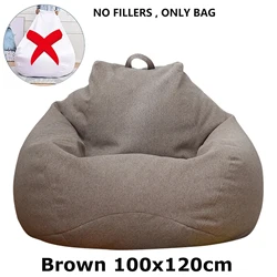 Luxurious Large Bean Bag Lounger Cover - Plush, Comfortable & Stylish Passive Seating Solution - 1Pcs (Brown 100x120cm)