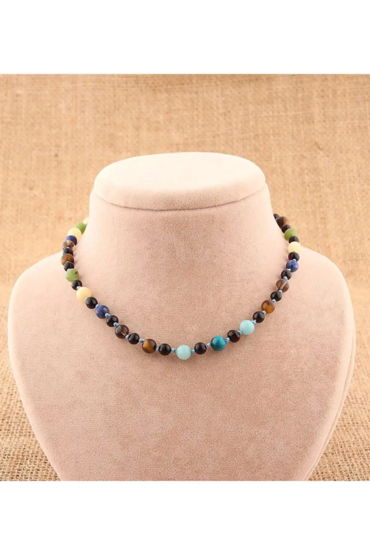 

Natural Stone Baby Necklace Smoky Quartz Calsit Chrysocole Jade Lapis Tiger Eye Amazonite Bijouterie Jewelry & Jewelry