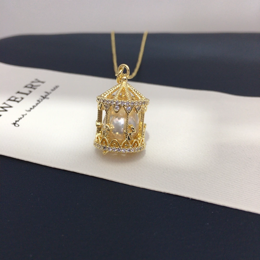 ZHBORUINI 2025, natürlicher Süßwasserperlen-Anhänger, geformt, barocke Perle, Karussell-Design, exquisiter Schmuck, Bankett-Geschenk für Frauen – Detail 3