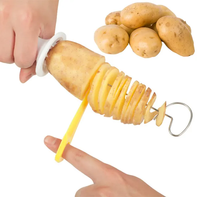 Spiral Potato Cutter with 4 Stainless Steel Sticks Tornado Potato Slicer Manual Twisted Potato Slicer Kitchen Accessories 2