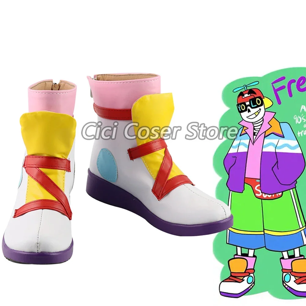 

Undertale AU Fresh! Sans Cosplay Shoes Boots Customized Anime Game Cosplay Shoes Men Women Halloween Carnival Role Play Boots