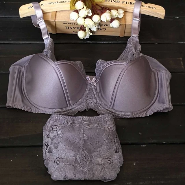 2 Pcs Lady Bra Sissy Intimate Lace Brassiere Sexy Breathable Lingerie  Underwear