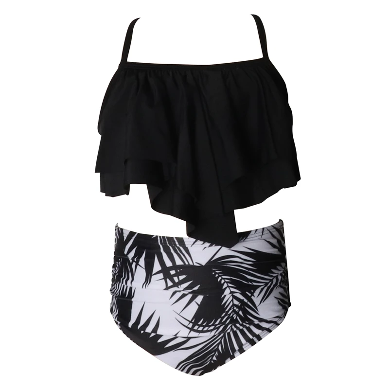 Girl Swimsuit Two Pieces Children's Swimwear Swim Suits Child Ruffle bikinis Split Mesh Bikini Sets Bathing Suit 2-14T