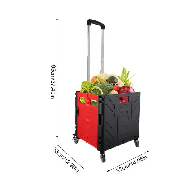 Összecsukható Gördülő Kosár Közüzemi Nagy Teherbírású Teleszkópos Fogantyúval Az Élelmiszerek Vásárlóirodája - Image 6