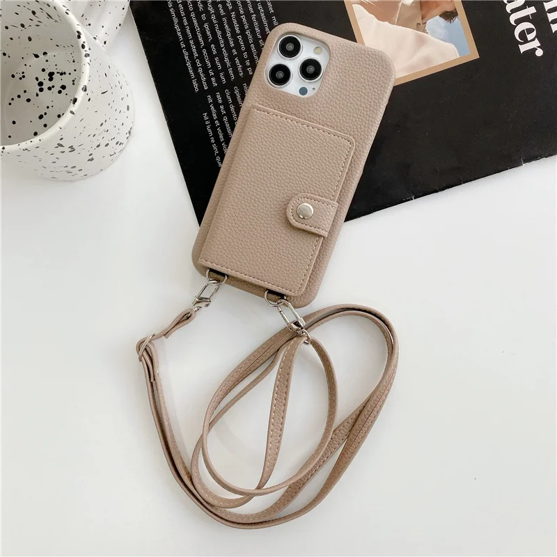 Luxuriöse Crossbody-Lanyard-Kartenhalter-Brieftasche Lederhülle für iPhone 17 18Pro 18 Pro Max 16 15 12 13 14 17Pro Handytasche – Detail 13