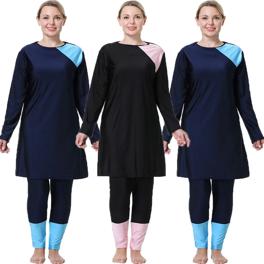 

Burkini Muslim Plus Size Swimwear Cover Ups for Women Hijab 3pcs Modest Long Sleeve Swimsuit Islamic Swimming Suit Swim Bathing