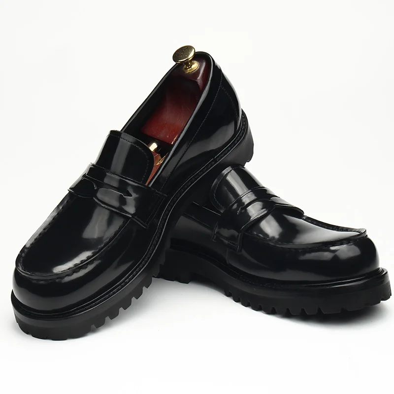 Leather shoes man, round head, formal marriage, thick soles, open beading craft bright, love, hand-made, high-end, style, large