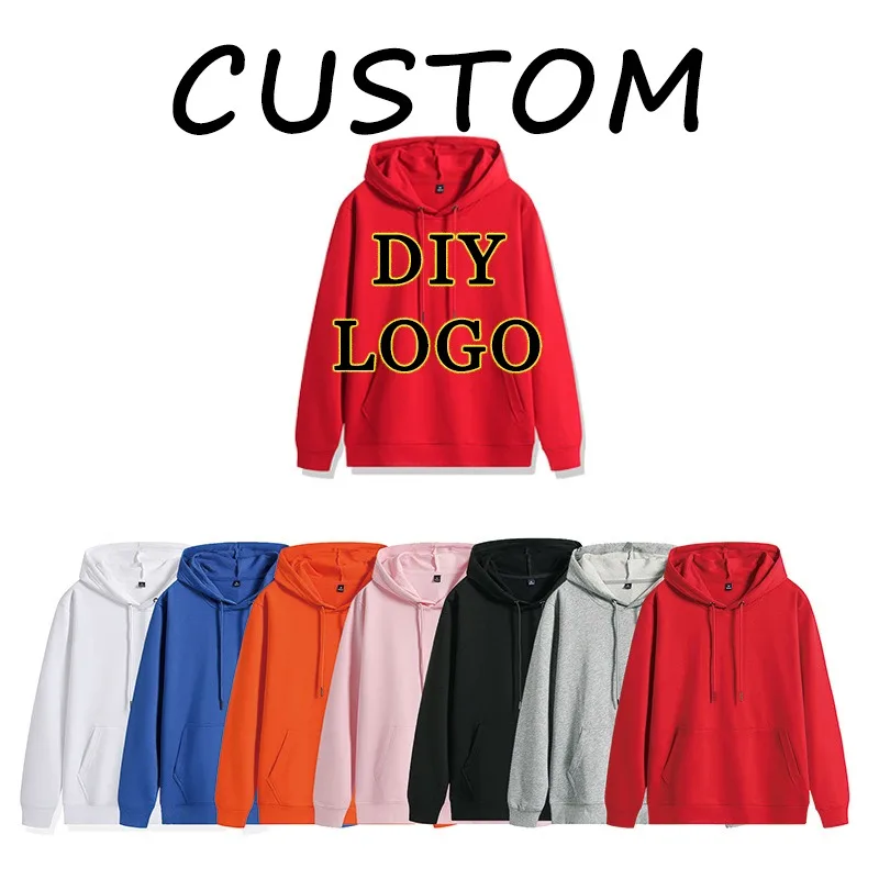 

Толстовка с капюшоном из чистого хлопка для мужчин и женщин, пуловер с длинными рукавами и капюшоном, с принтом логотипа на заказ, свитшот с вышивкой «сделай сам»