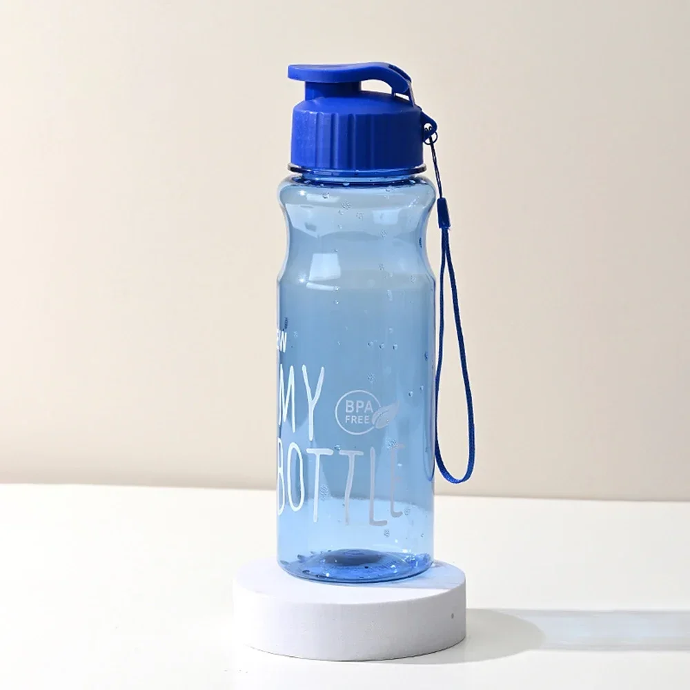 1pc 550ml Plastic Water Bottle Large Capacity Food Grade Portable Fitness Sports Outdoor Supply Transparent Pet Flip Cover