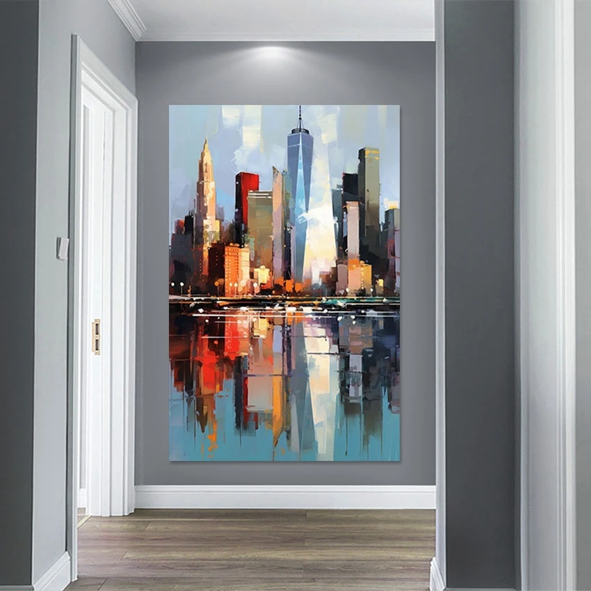 

Wall Art Pictures For Hotels Urban Architecture Abstract Modern Paintings Acrylic Designs Handmade Home Decoration Canvas
