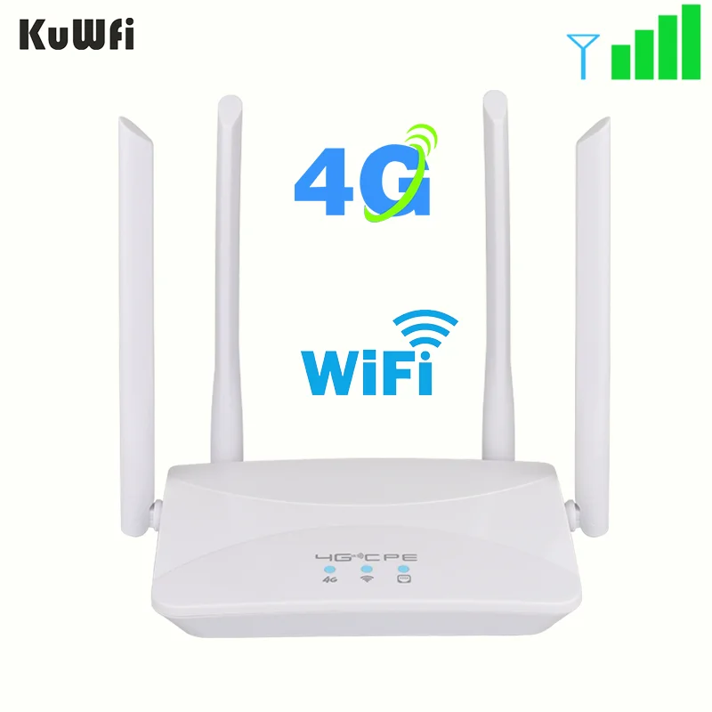 

KuWFi 4G LTE CPE Router 150Mbps Wireless Home Router 3G 4G SIM Wifi Router RJ45 WAN LAN Wireless Modem Support 10 Devices