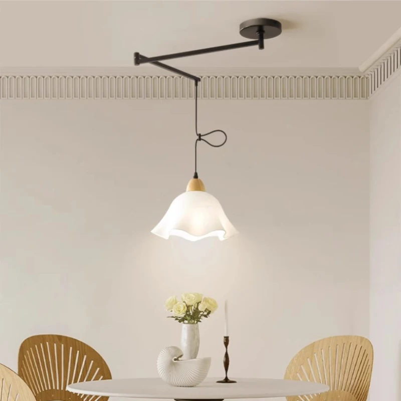 Ceiling Chandelier Long Pole Swing Arm Chandeliers Modern Adjustable Rotating Long Arm Lamp Be Shifted Folding Retractable Dining Table Chandelier